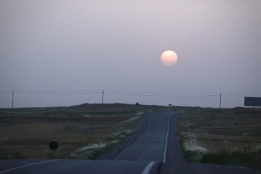 Dusty sunset on Erbil-Koya Road